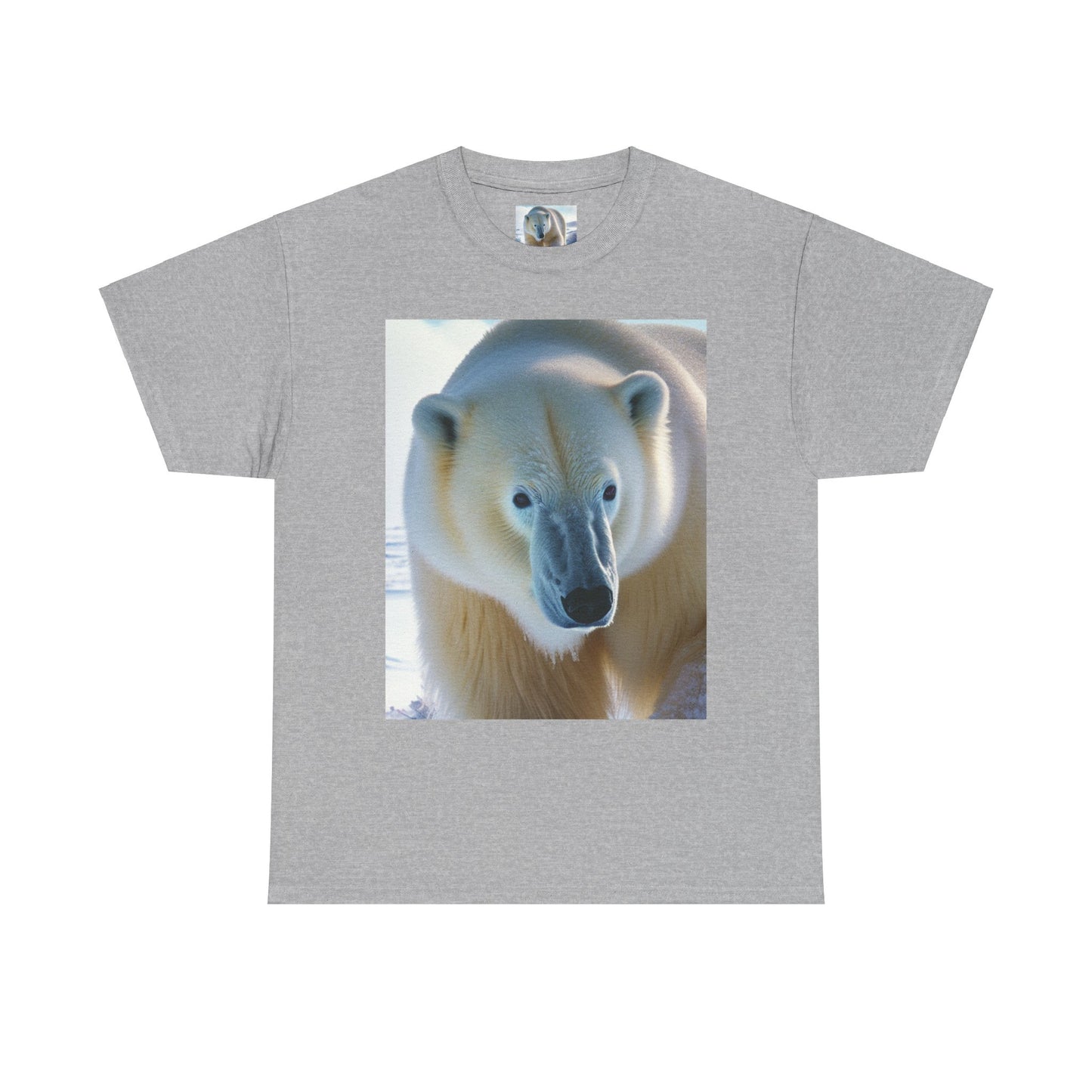 Nature-Inspired Unisex Heavy Cotton Tee with Polar Bear Design