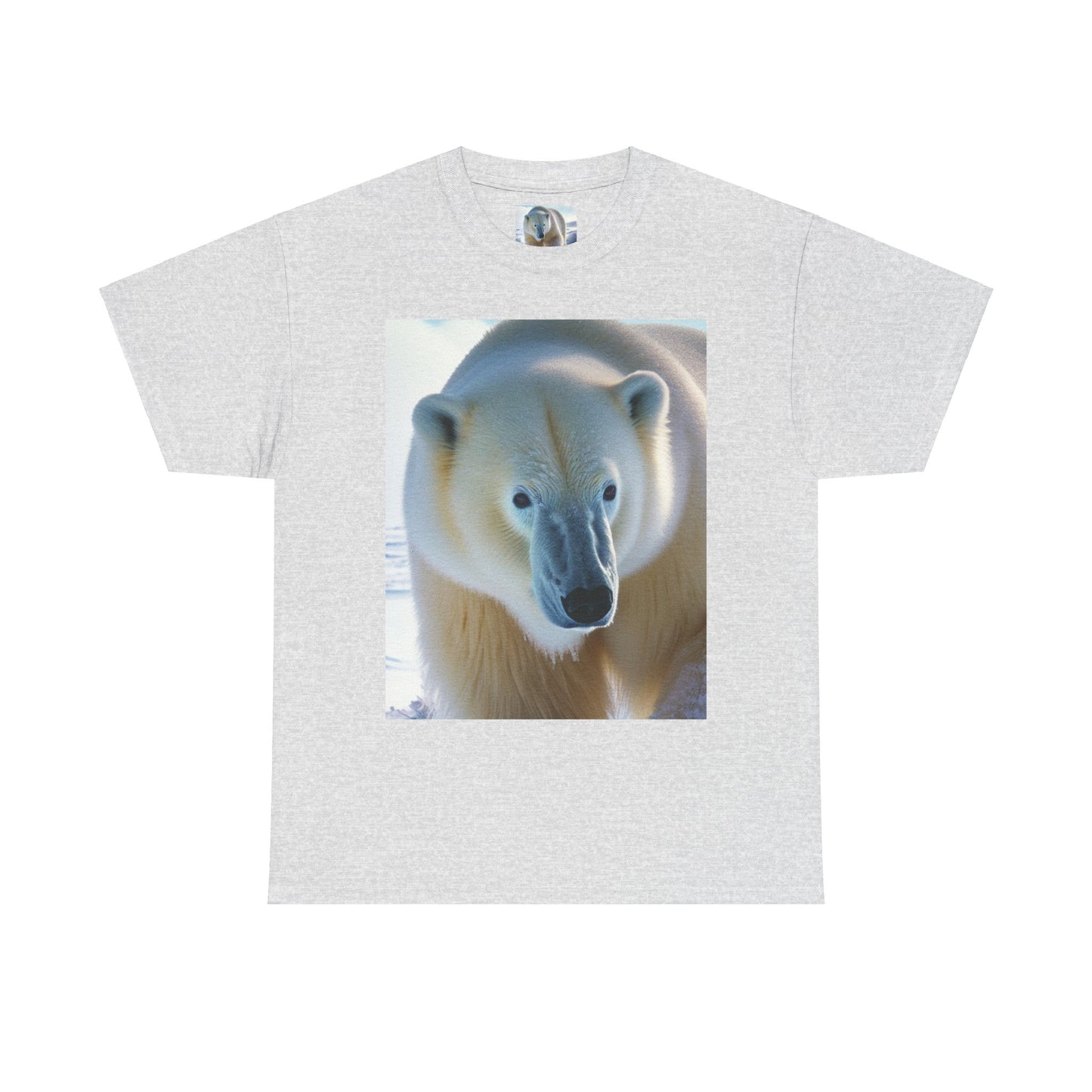 Nature-Inspired Unisex Heavy Cotton Tee with Polar Bear Design