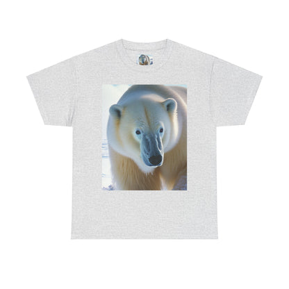 Nature-Inspired Unisex Heavy Cotton Tee with Polar Bear Design